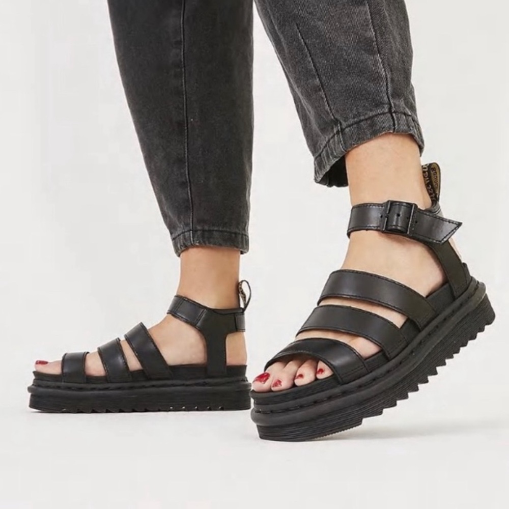 Dr. Martens Blaire Brando Black Platform Gladiator Sandal Size: 8.5